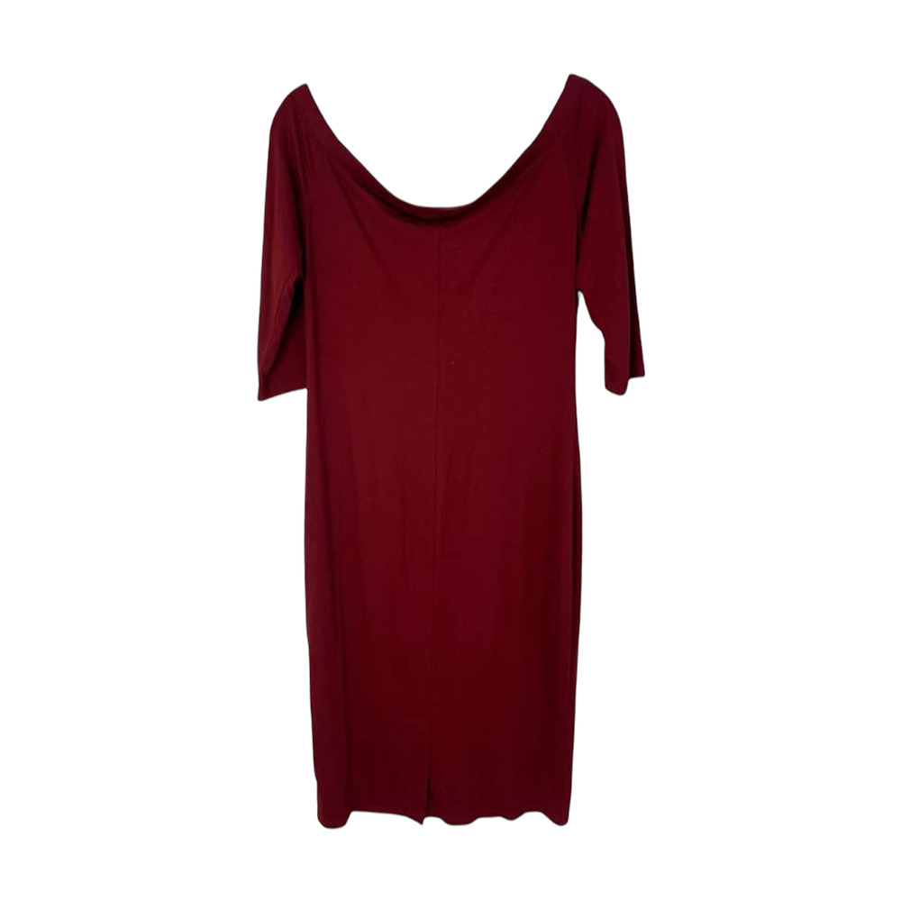 BELLE + SKY Off Shoulder Midi Maroon‎ Fitted Dress Size Medium - Picture 5 of 5